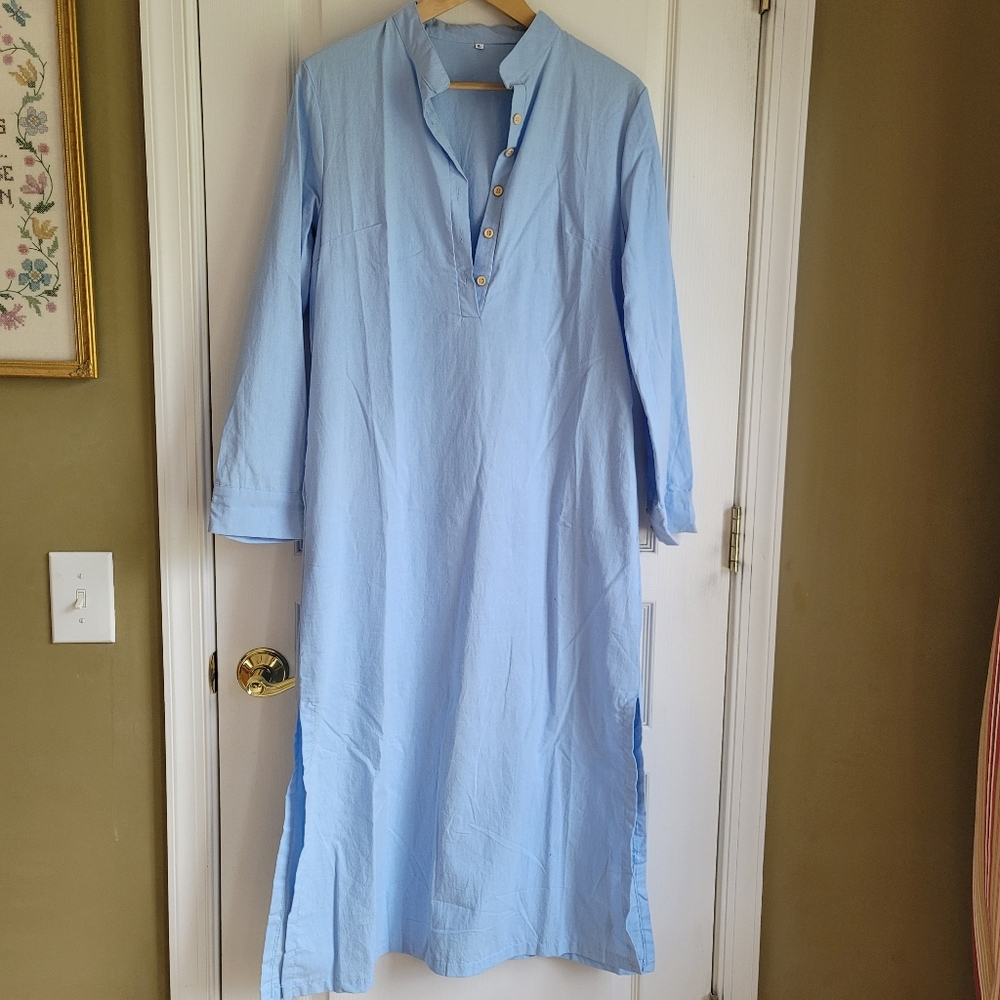 Classic cotton pale vlue dress, large